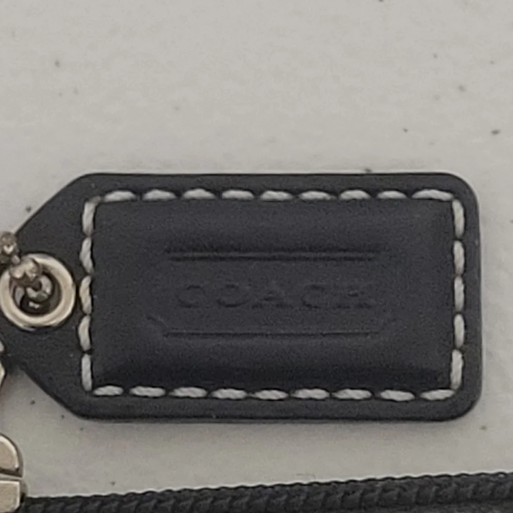 Coach Signature Jacquard Wristlet Black Charcoal Silver Stripe F06M-40028